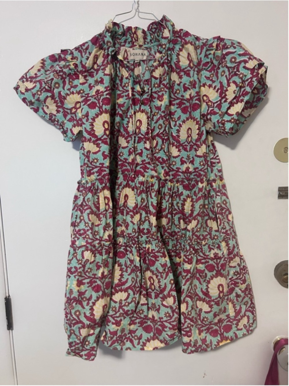 Sohana 'Teal & Magenta Floral Midi Dress #7